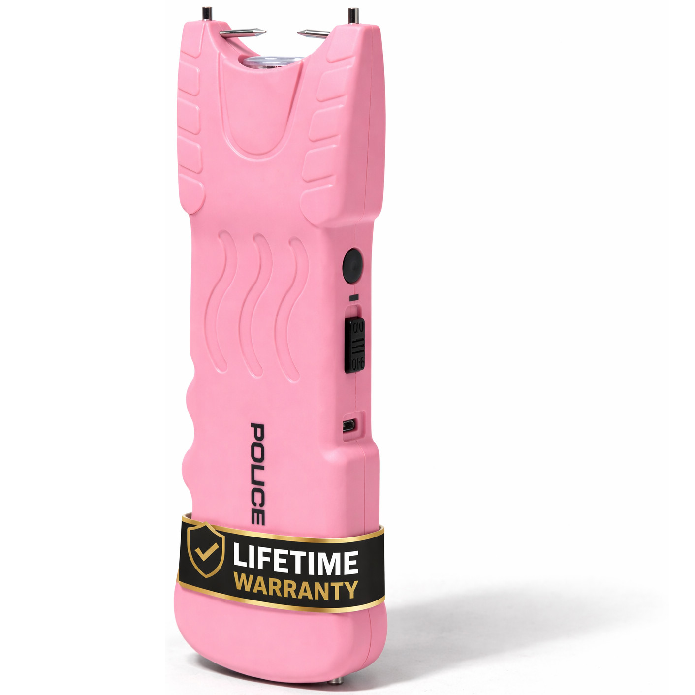 Police Stun Gun 916 Rechargeable High Voltage Self Defense with Flashlight Pink