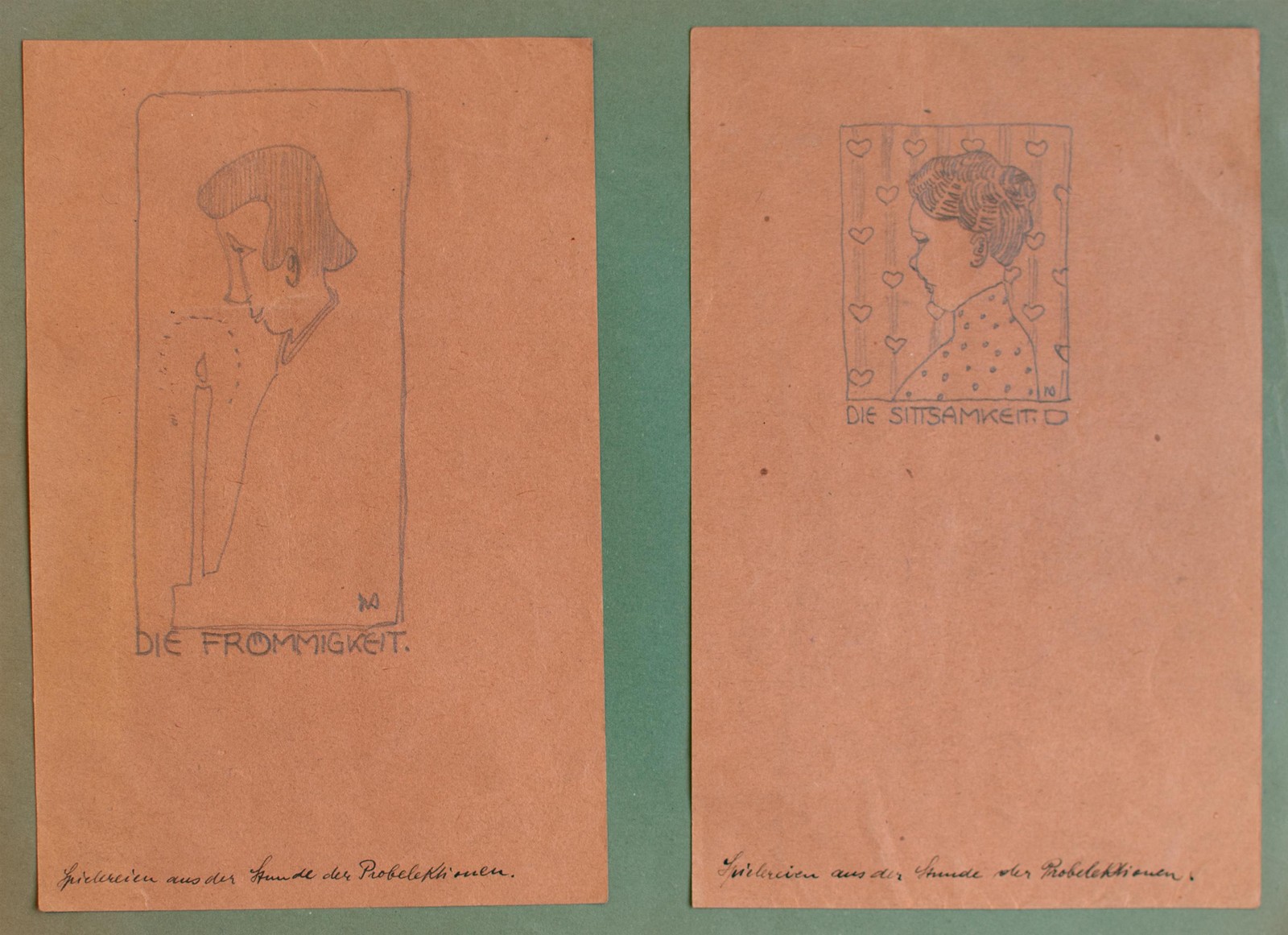 Wilhelm (Willi) Sauer portrait character studies unique drawing around 1910/20