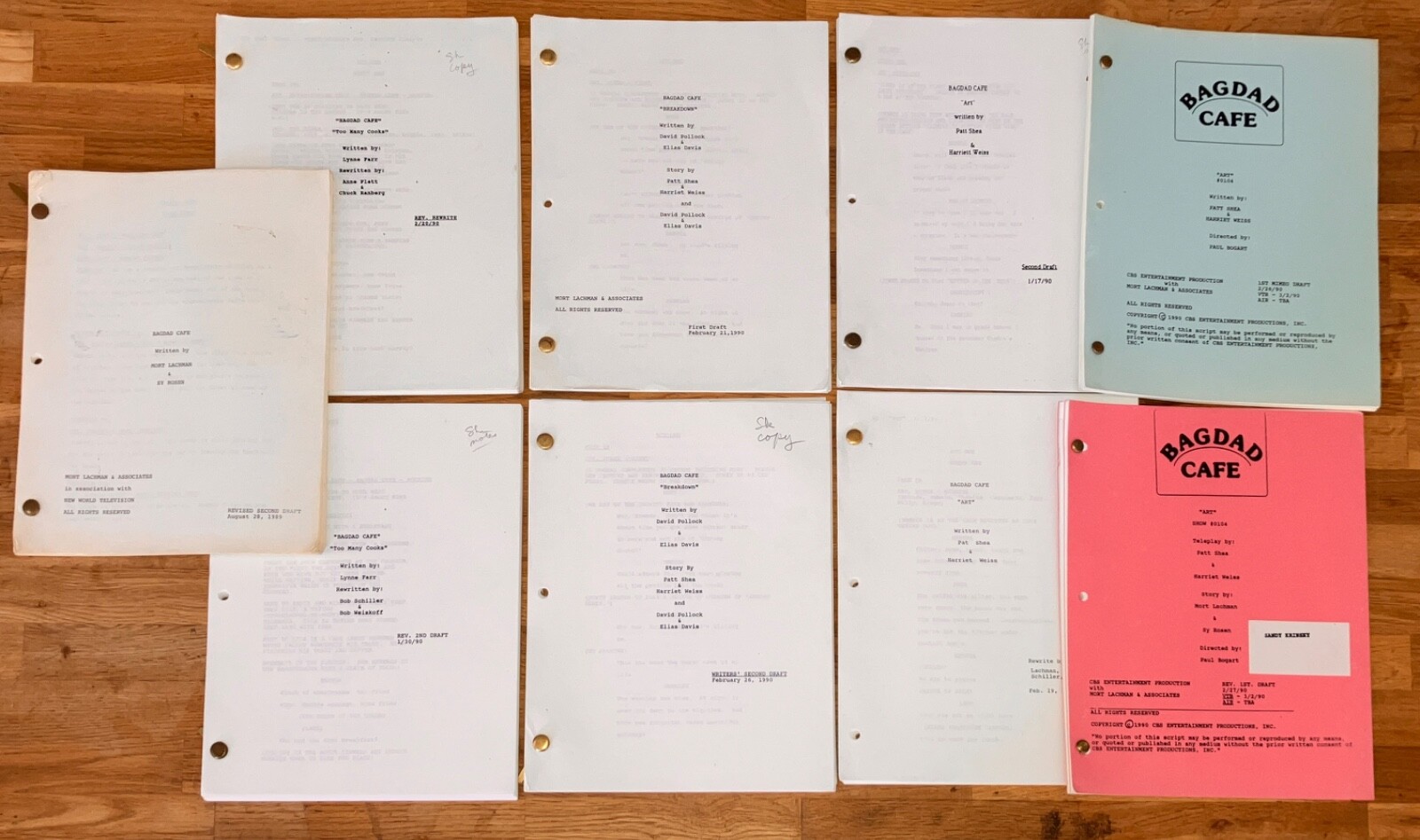 BAGDAD CAFE ('90) 9-Script Sandy Krinkski Story Editor Archive w/NOTES + COA!