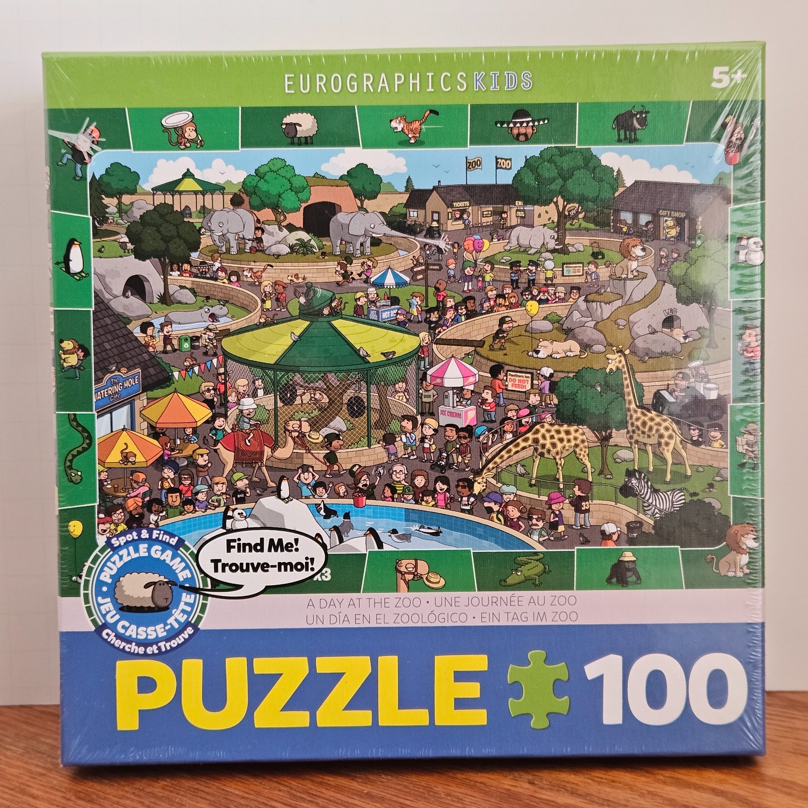 A Day at the Zoo Spot and Find Jigsaw Puzzle Game 100 Pieces Eurographic Kids