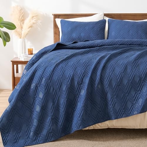  Quilts Queen Size Bedding Sets, Navy Full/Queen(90" x 90") 02-navy (Diamond)