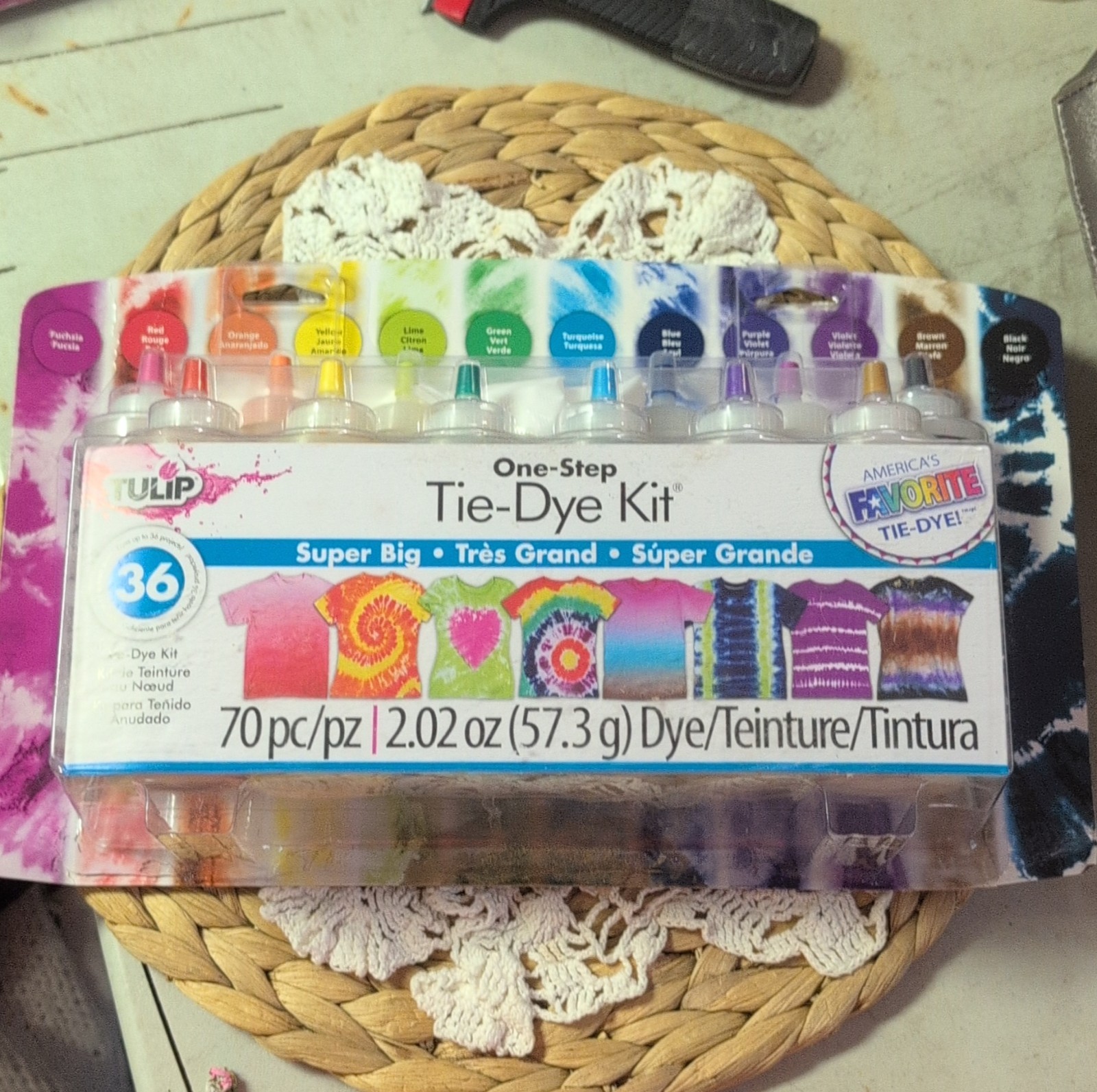 Tulip One-Step Tie-Dye Kit Super Big 36 Colors 70 Pieces Squeeze Bottle & Paint