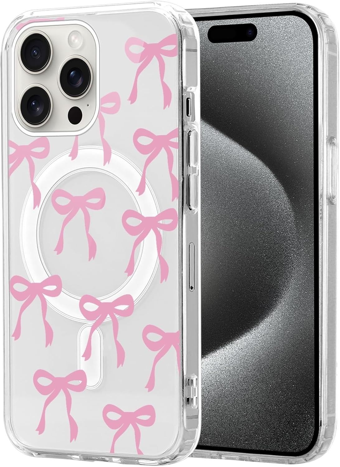 Cute Bow Magnetic Case for iPhone Pro Max Slim TPU Clear Aesthetic Case
