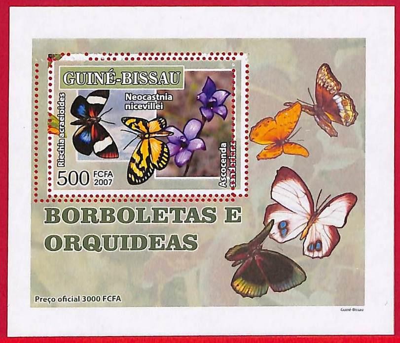 A5047 - GUINE-BISSAU - ERROR MISPERF Stamp Sheet - 2007 - Butterflies