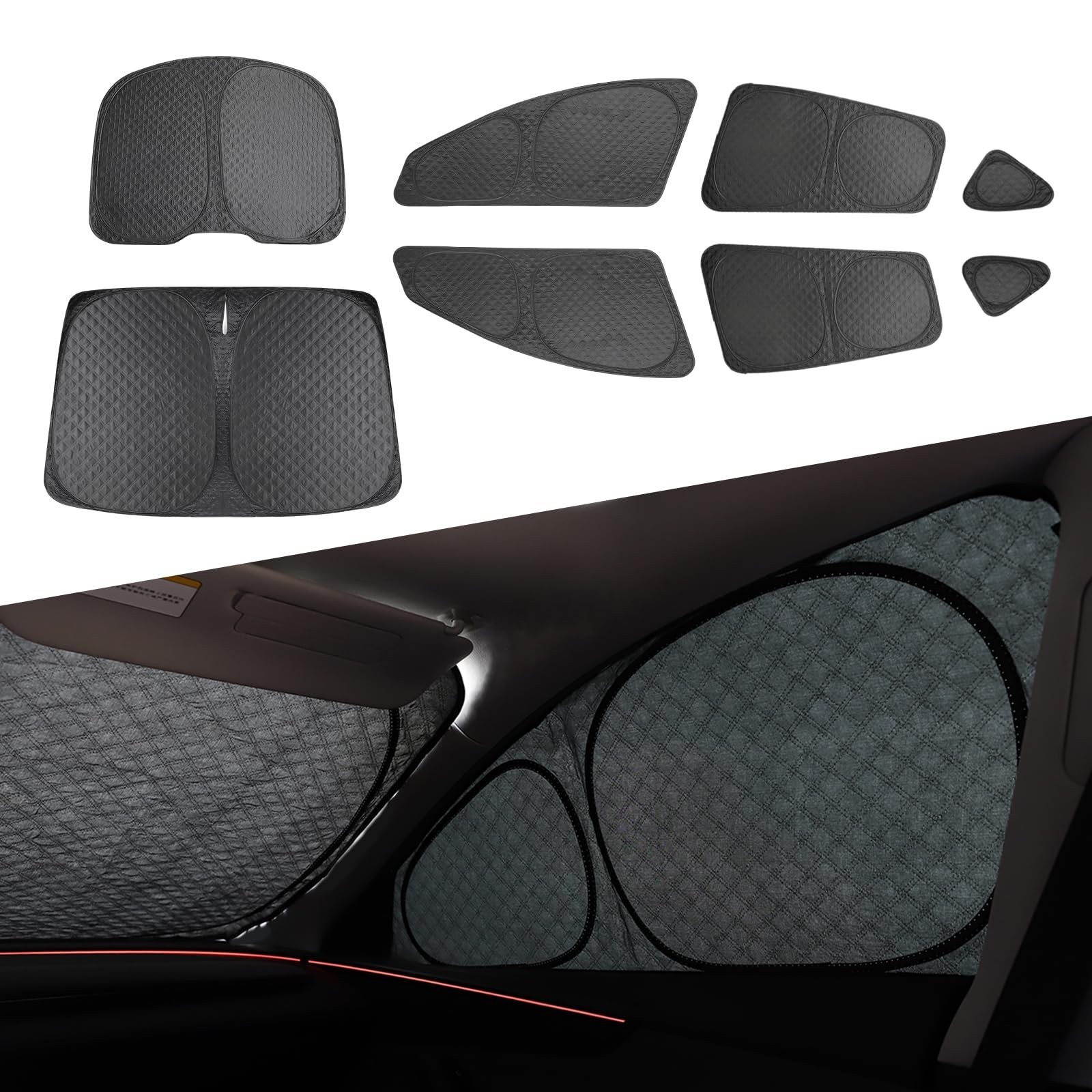 8PCS Upgraded for Tesla Model Y Juniper Window Shade Covers Thicker 5-Layer M...