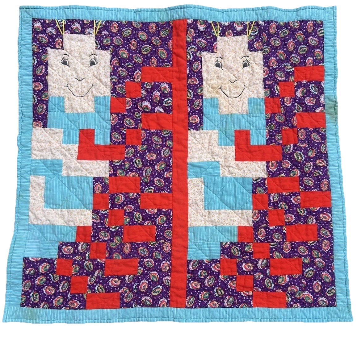 vintage baby quilt handmade Unique Modern Art Looking Machine Stitched