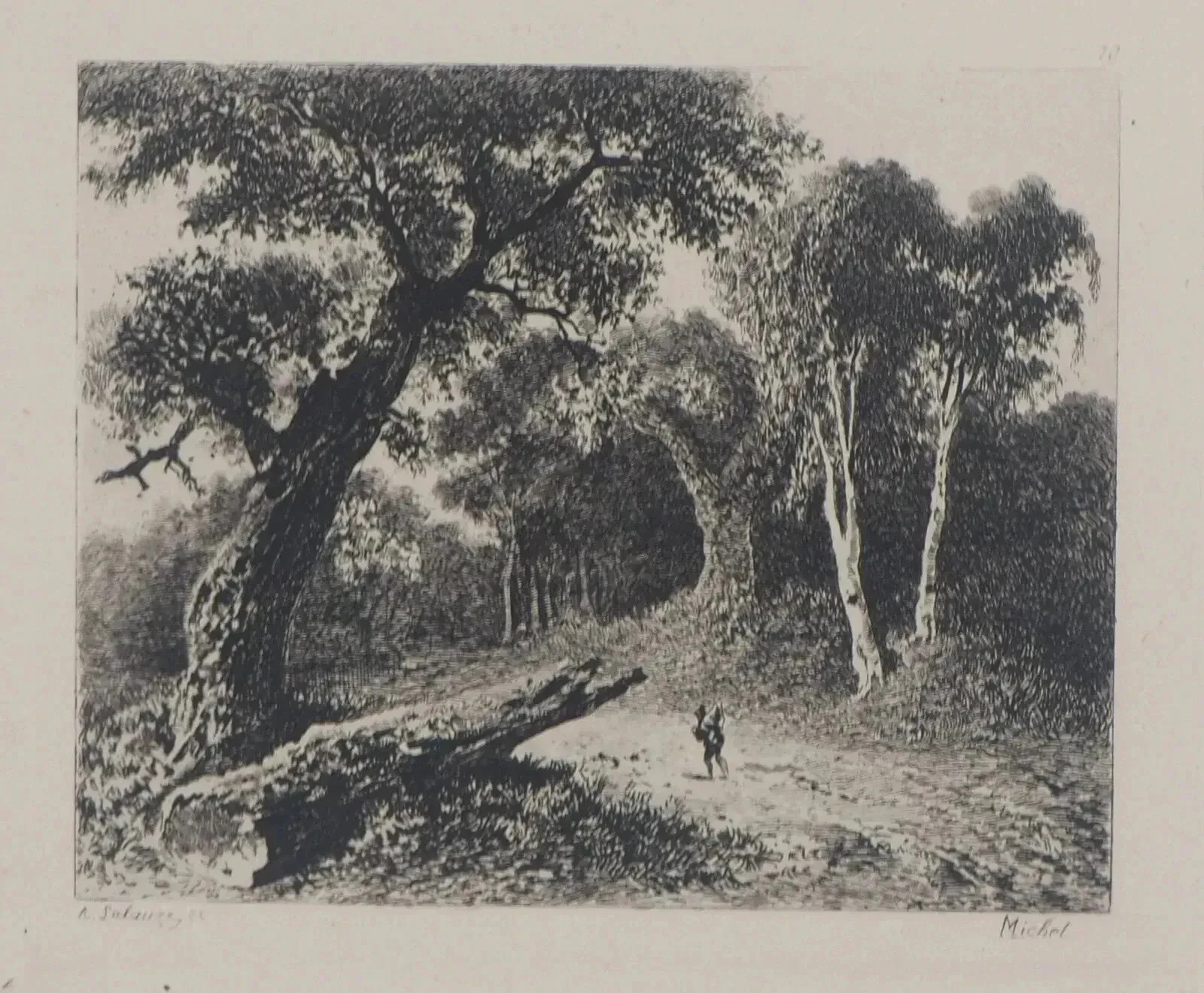 Georges Michel: The Tree Trunk, Signed Engraving, Durand Ruel, 1873