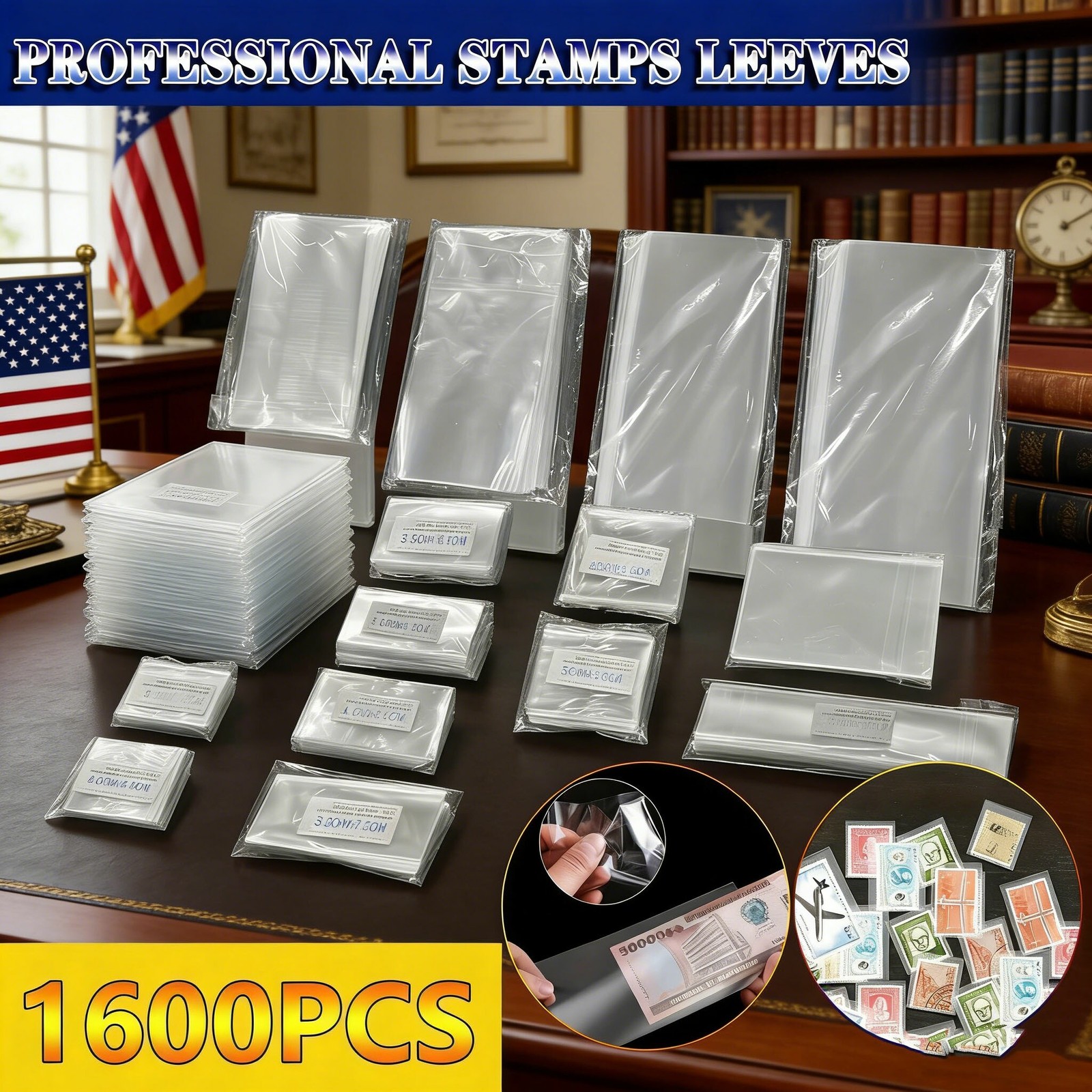 16-Size OPP Stamp Bags | 100Pcs/Bag | Crystal Clear Coin & Stamp Storage