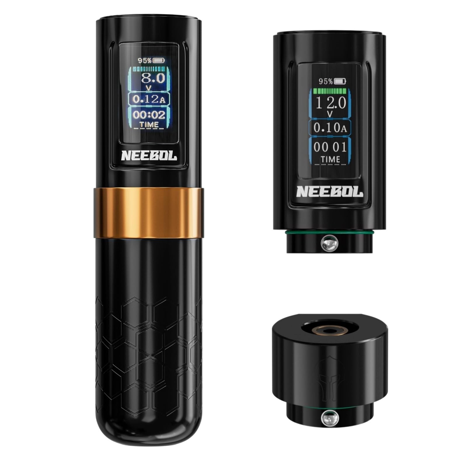 NEEBOL Wireless Tattoo Gun Rotary Tattoo Machine LED Display Screen 8 Hour Ba...