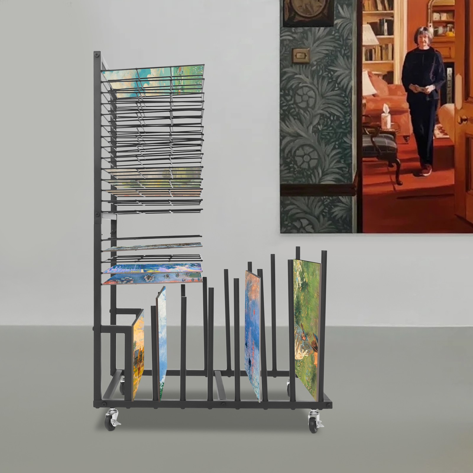 Art Canvas Storage Rack, Artwork Storage Stand, Artwork Storage Stand with Wheel