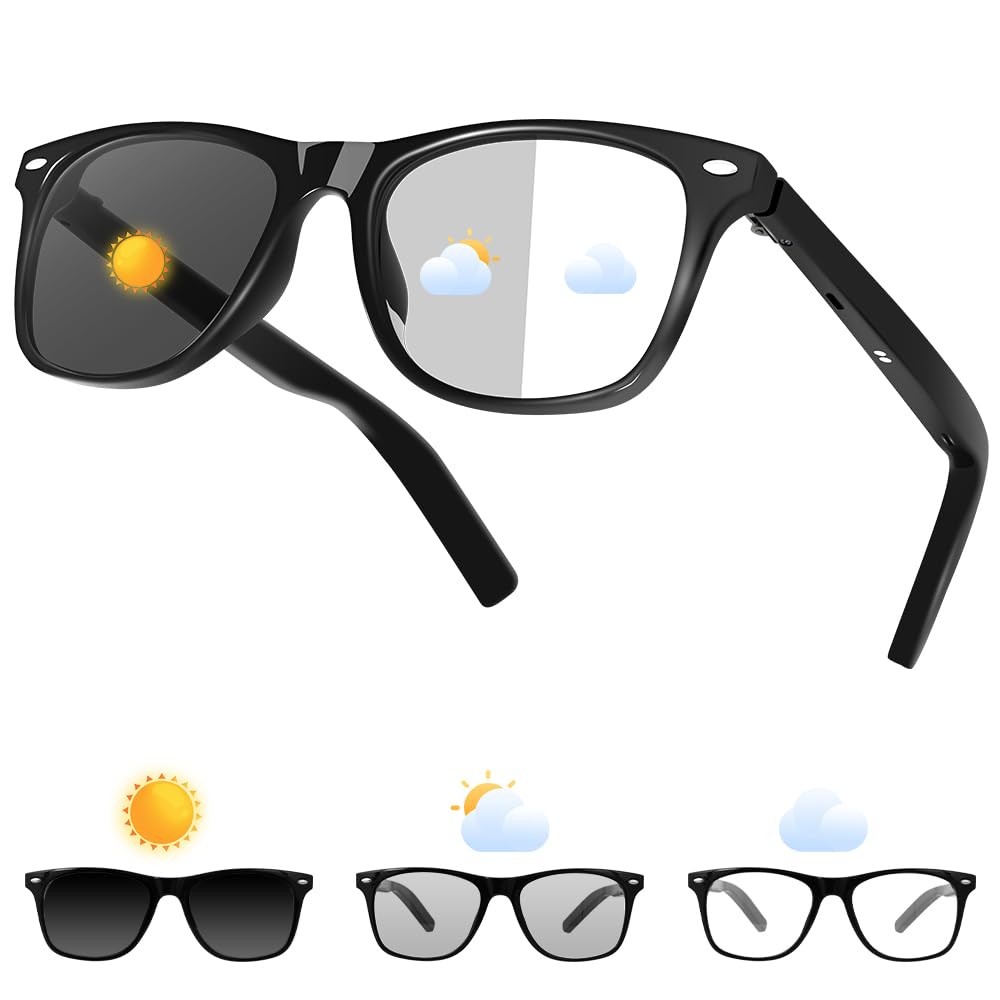 Smart Glasses for Men Women, Bluetooth Audio Sunglasses with Color-Change Len...