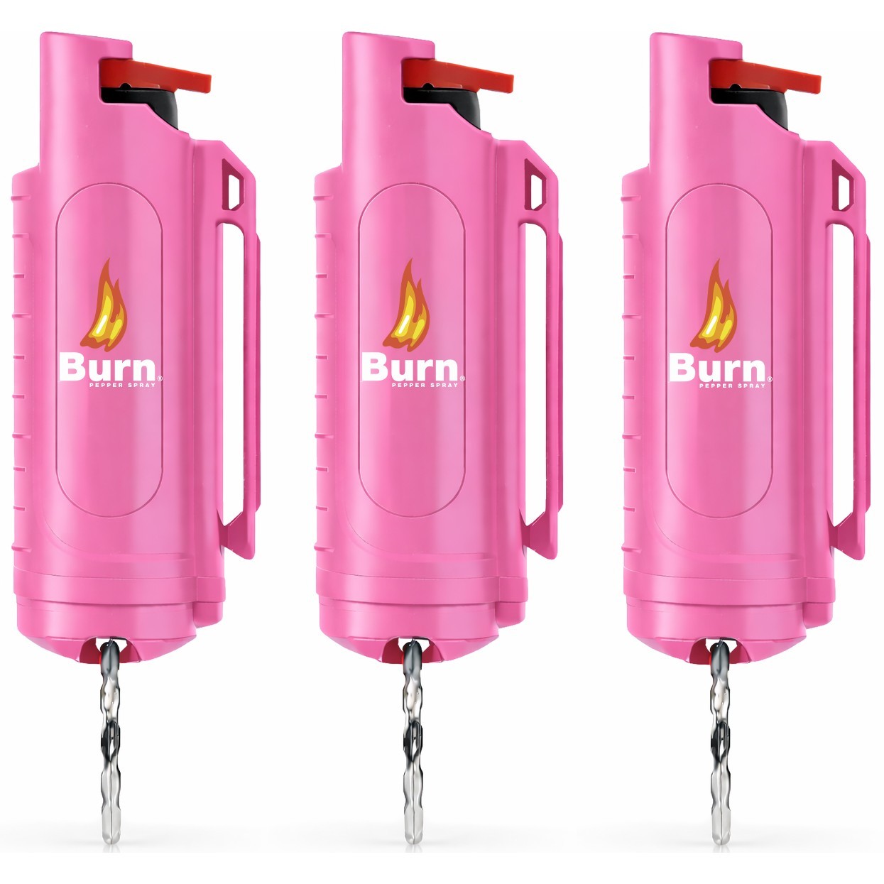 Burn 3 Pack Pepper Spray Keychain 0.5oz Police Strength OC Self Defense Pink