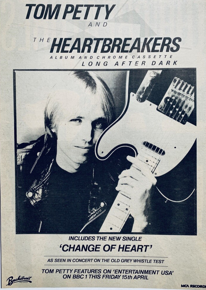TOM PETTY 1982 original POSTER ADVERT LONG AFTER DARK