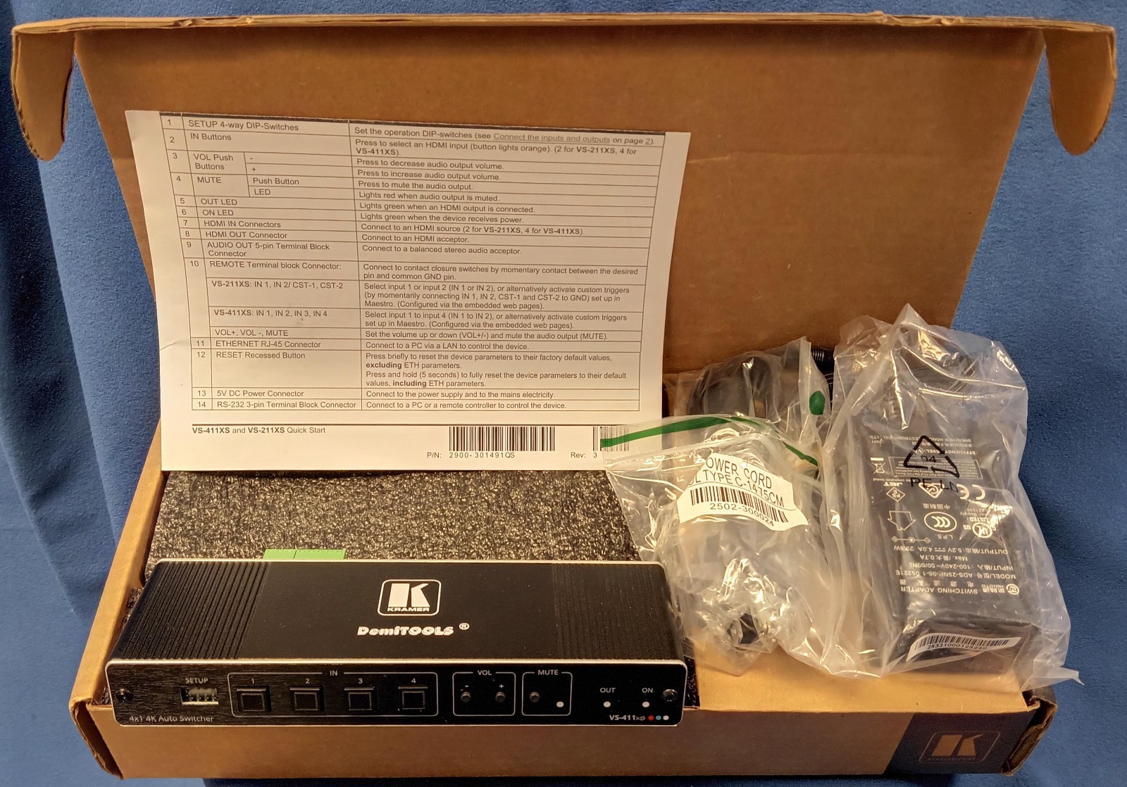 Kramer VS-411XS 4x1 4K HDR HDMI Intelligent Auto Switcher