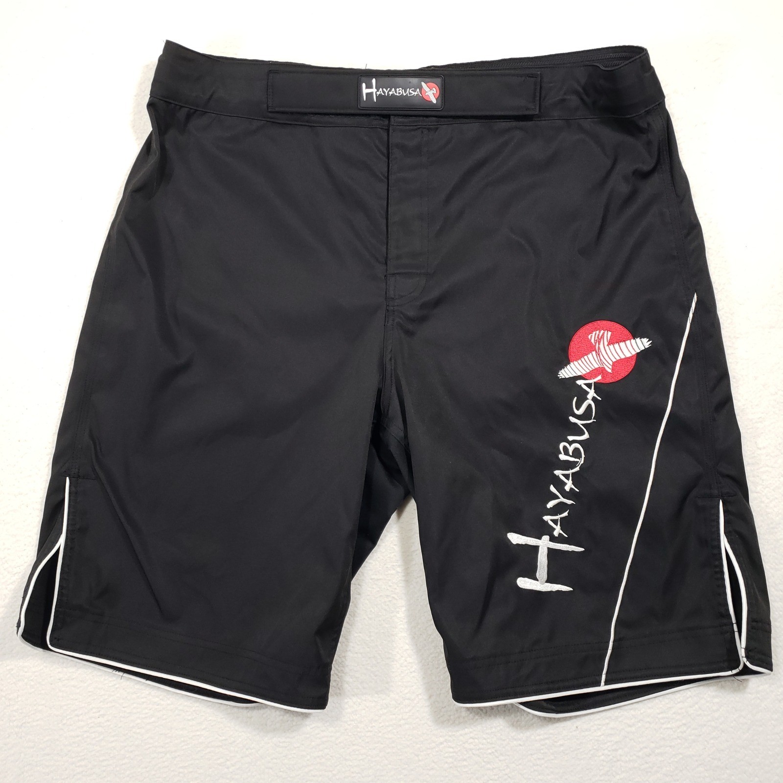 Hayabusa Fight Shorts Mens 38 Black MMA Grappling Kickboxing Graphic Training