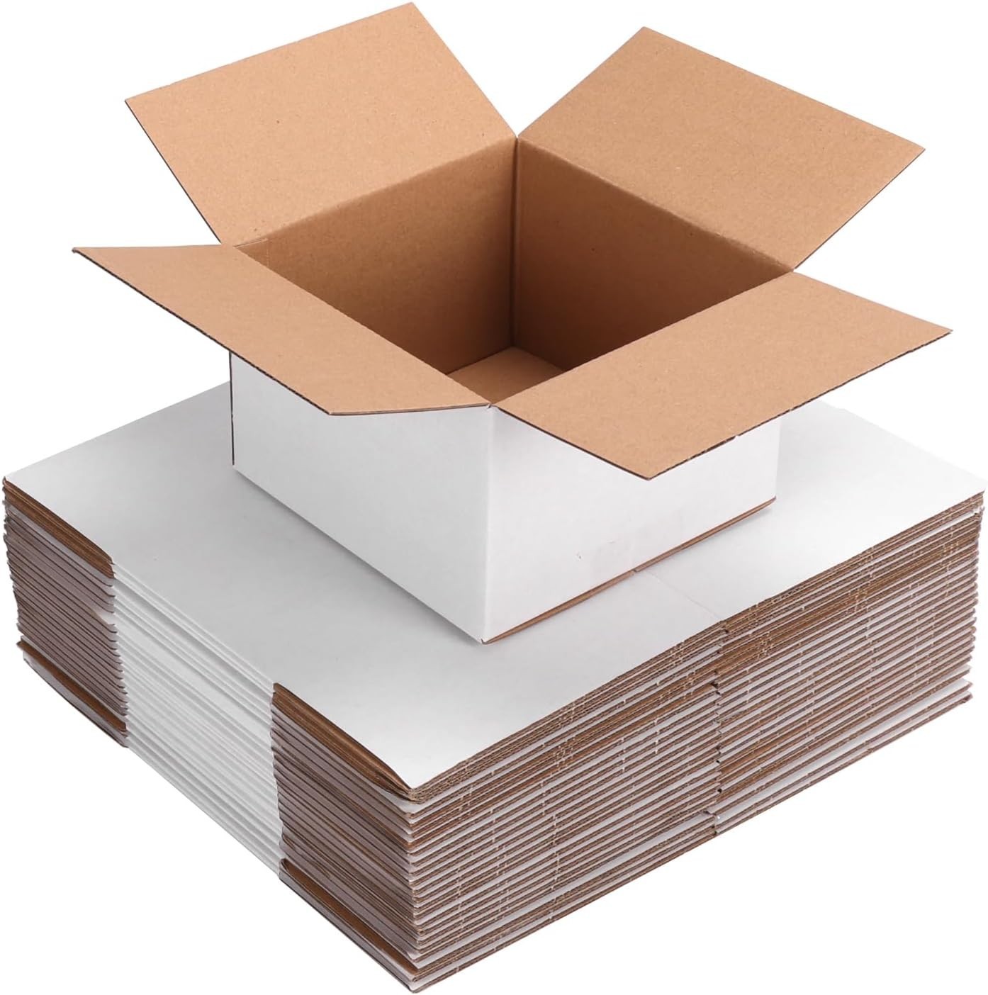 Paquete de 25 cajas de envío pequenas de 8x8x6 pulgadas carton corrugado blanco