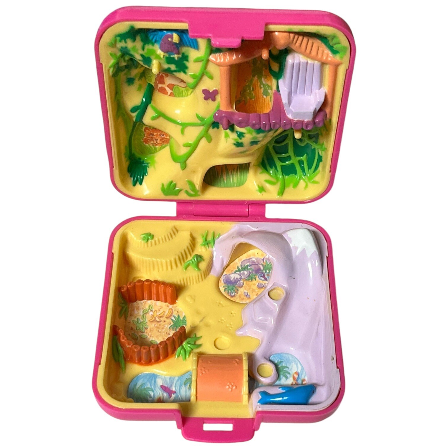 Vintage 1989 BlueBird Polly Pocket Wild Zoo Jungle House Compact & Bunny Polly