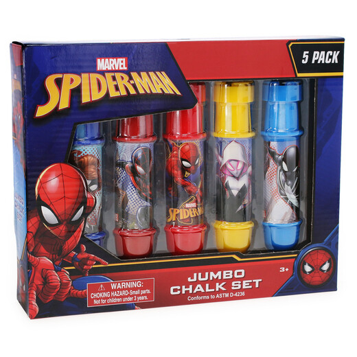 SPIDER-MAN JUMBO CHALK SET, 5 PACK, Brand New