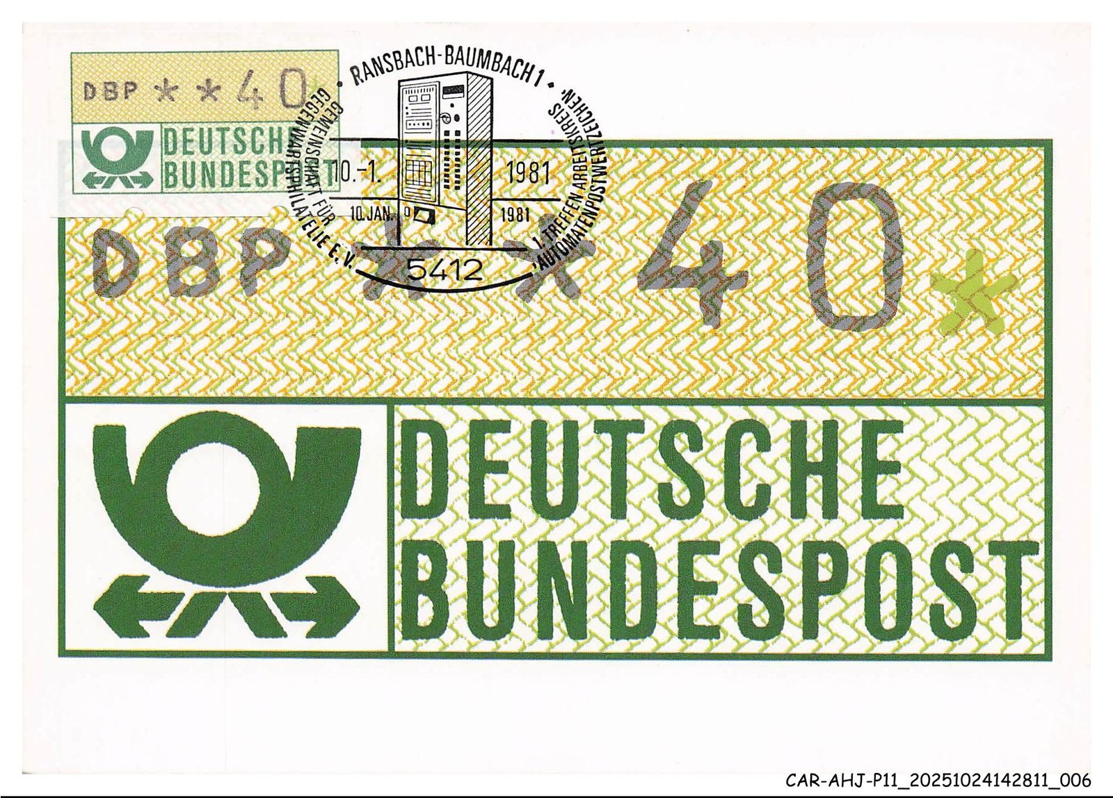 Car Ahjp11 0501 Carte Maximun - Germany - Deutsche Bundespost - 1981