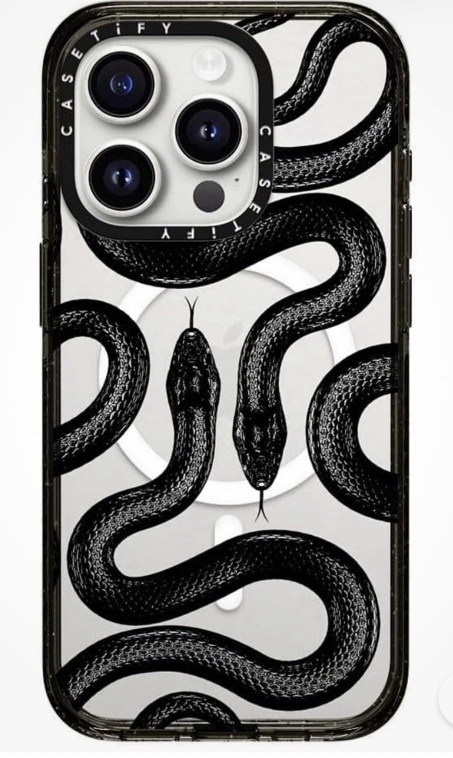 CASETiFY  Impact Case W/ MagSafe - iPhone 15 Pro - Black Kingsnake Clear Black