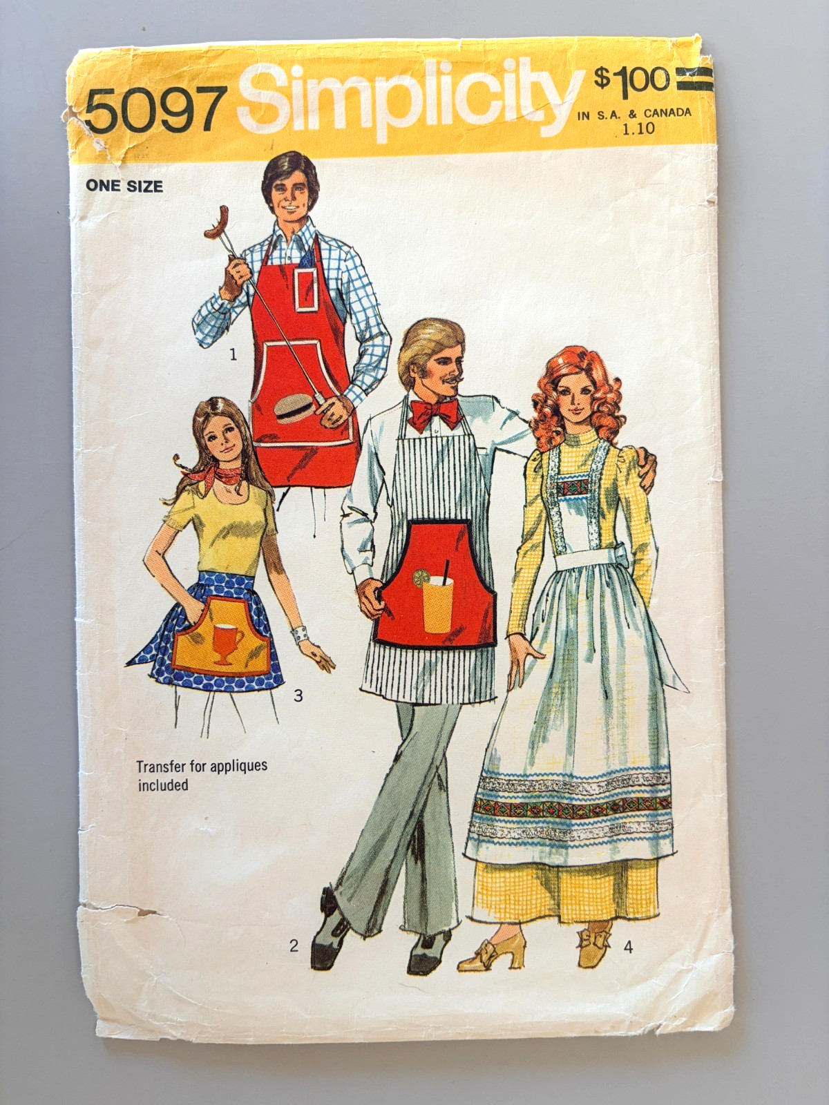 1970's Simplicity Misses'/Men's Apron "NO Transfer" Pattern 5097 One Size