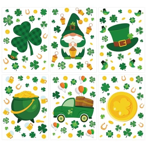 6 Sheet St Patricks Day Window Clings St Patrick's Day Truck Coins Cans 