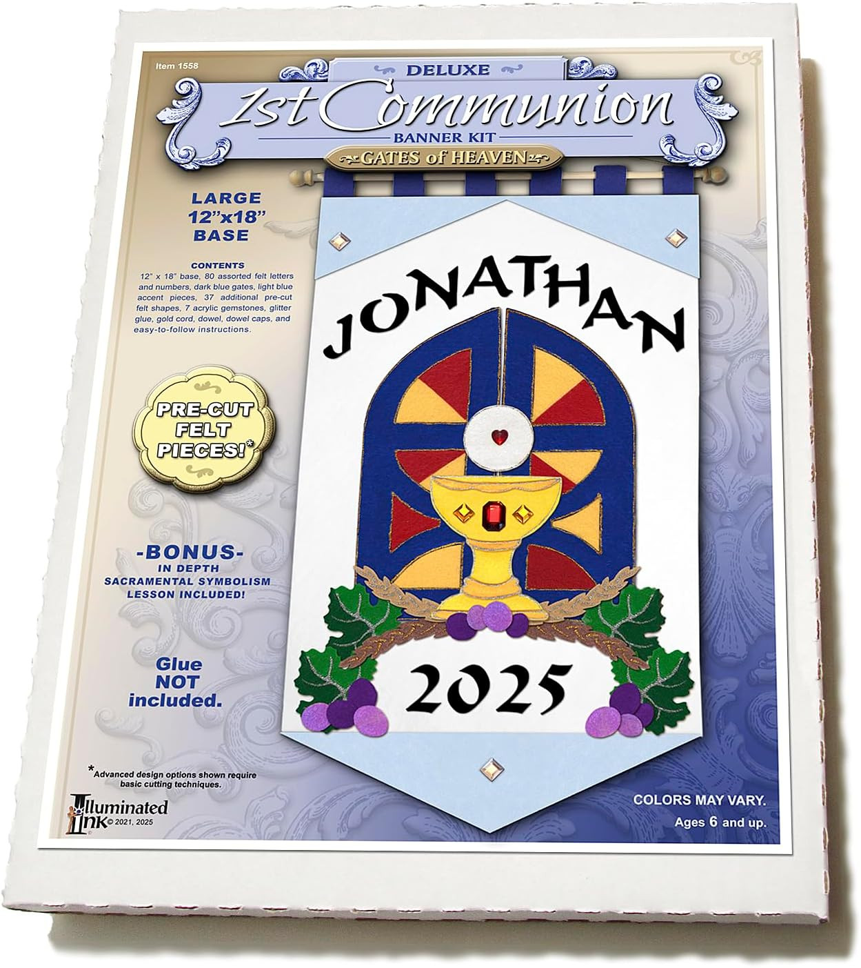 First Communion Banner Kit - Gates (Blue - Black Letters, 12 X 18)