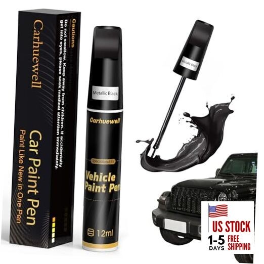 Black Touch Up Paint for Cars, Car Paint Touch Up Pen, Metallic Black Black Map