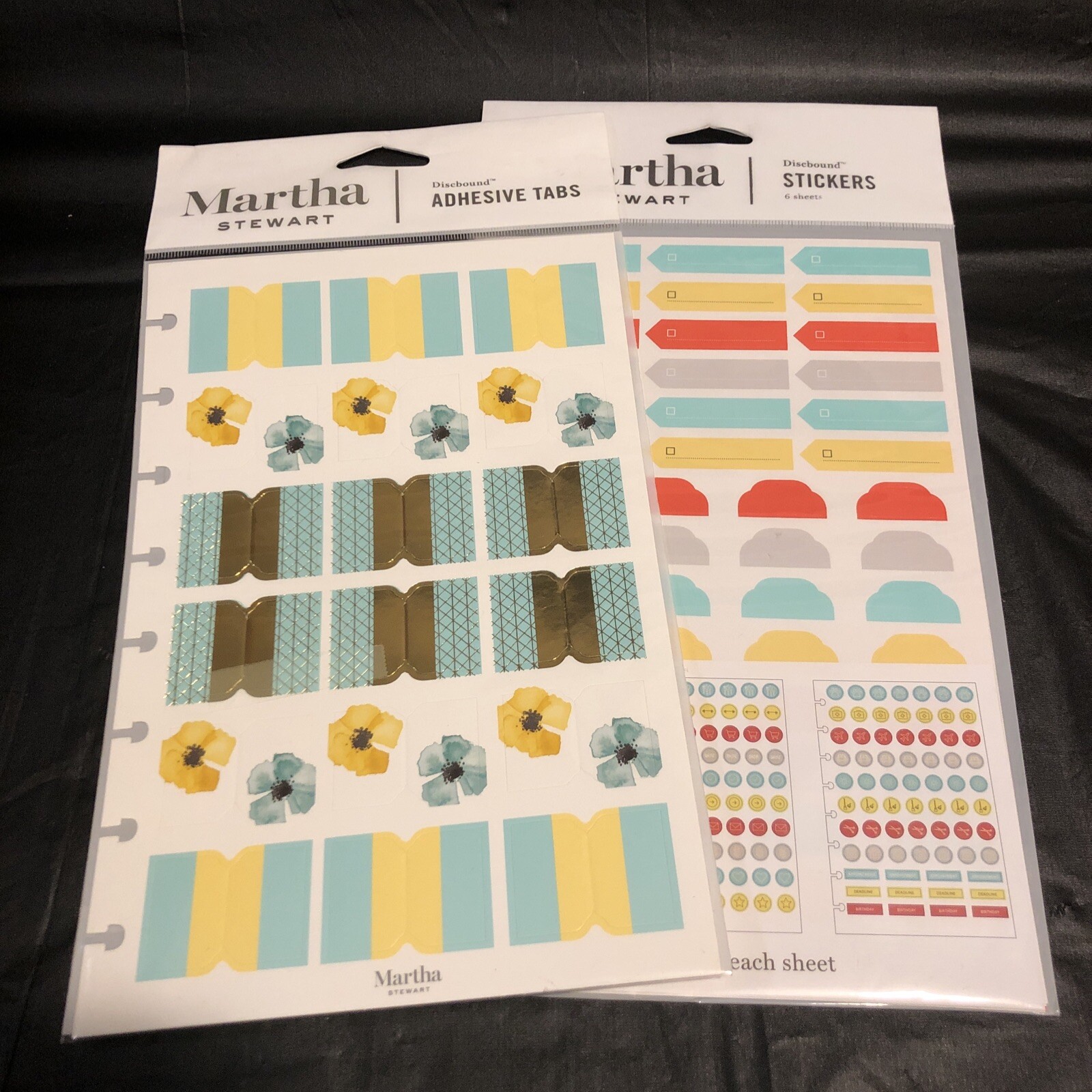 Martha Stewart Avery Discbound Adhesive Tabs & Stickers TWO Packages Sealed