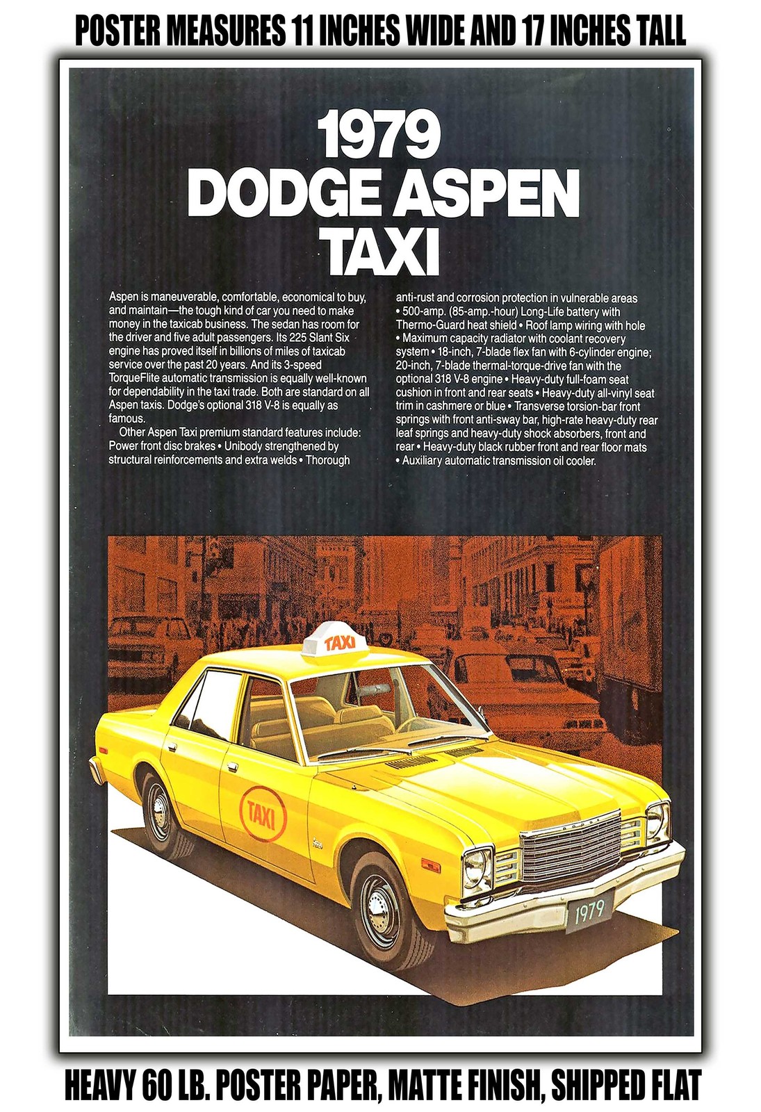 1979 Dodge Aspen Taxi - 11x17 Poster