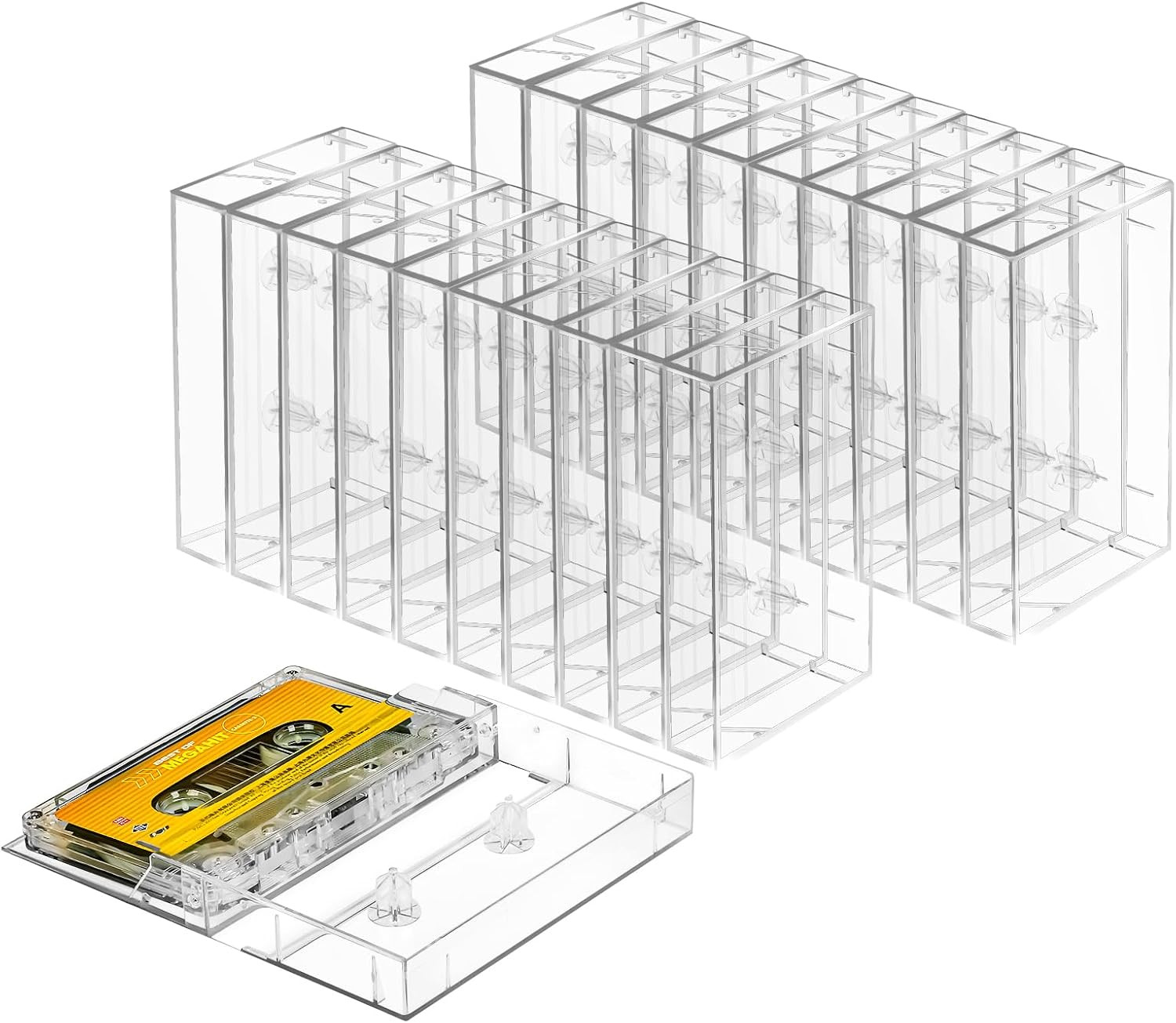 25-Pack Audio Cassette Storage Cases - Clear Plastic Cassette Tape Cases - Audio