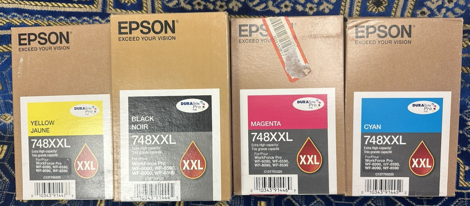New Genuine Epson 748XXL  4PK Ink Cartridges Bag 4x2022/1x2025