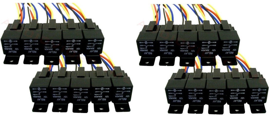 20 Absolute USA 12V 30/40 Amp SPDT Automotive Marine Bosch / Tyco Style 5 Pin