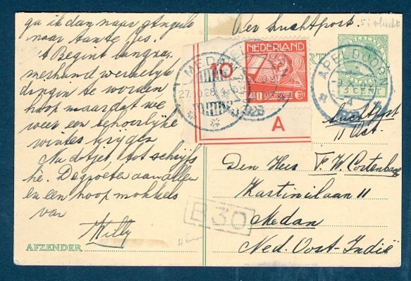 NETHERLANDS AAMS 1085 FFC NEDERLAND INDIES 3.10.28