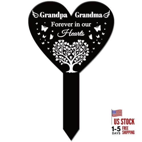  Heart Shaped Tree Garden Stake for Grandparents Memorial Remembrance Plaque 