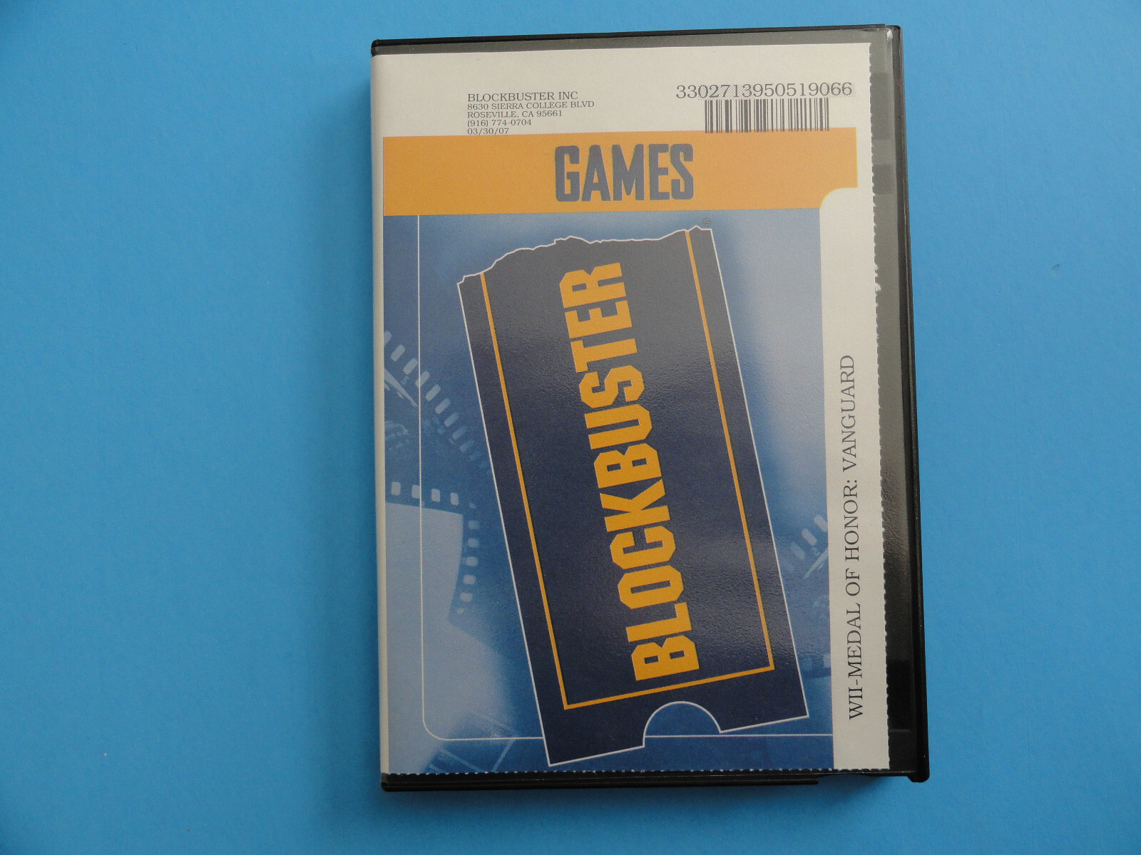 NINTENDO WII MEDAL OF HONOR: VANGUARD BLOCKBUSTER VIDEO RENTAL CASE