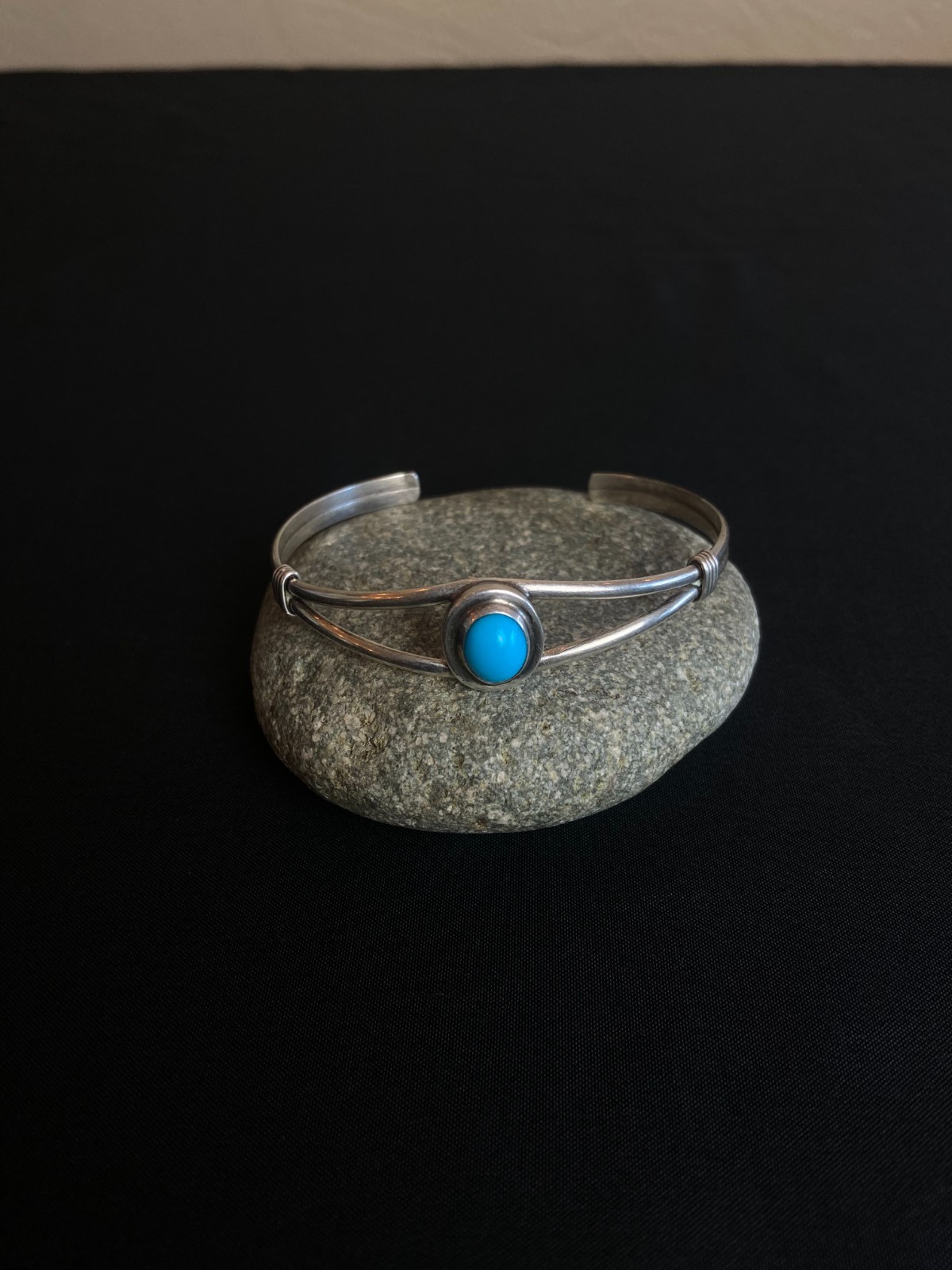 Native Navajo And Turquoise 925 Sterling Silver Cuff Bracelet Signed C. Spencer