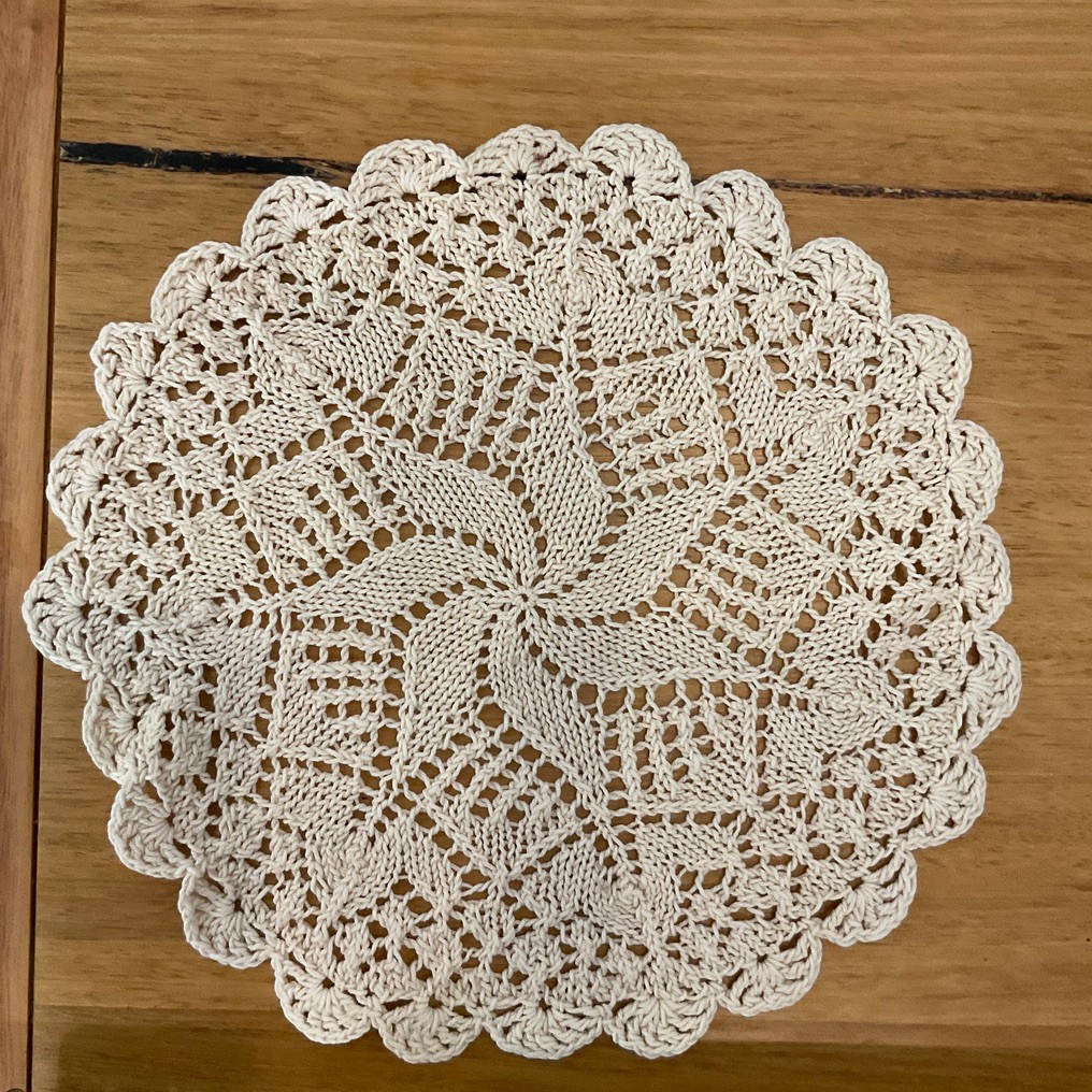 Vintage Handmade crocheted  Doily  cottage core - 9 inch  cream