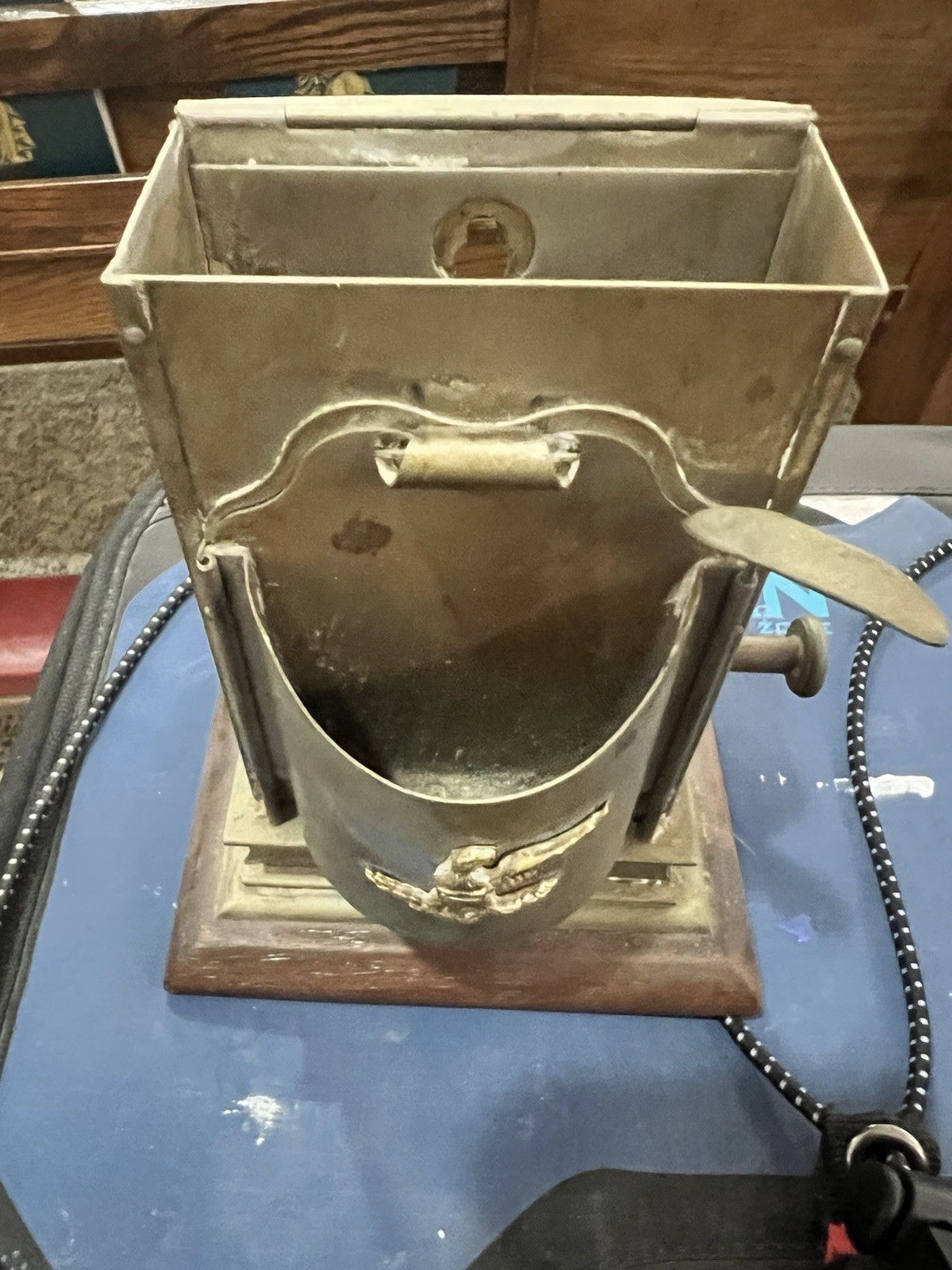 Antique Brass Mechanical Cigarette Dispenser & Eagle Ashtray Smoker Station