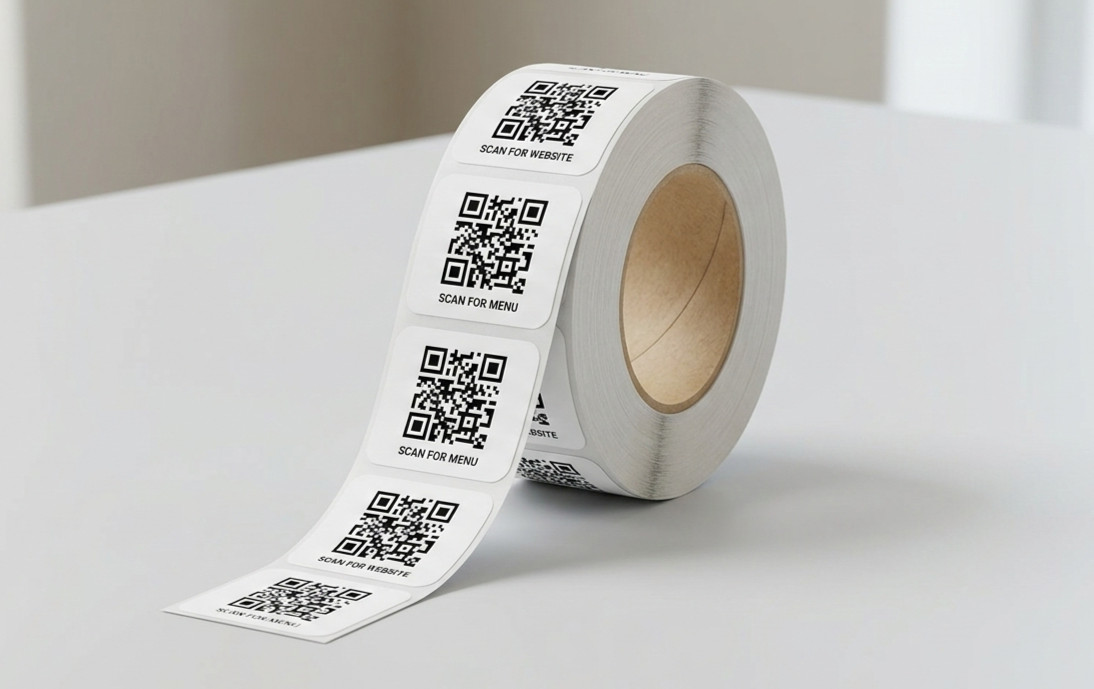 Custom QR Code Stickers Business Marketing Labels 1.5 inch Square 180pc Roll