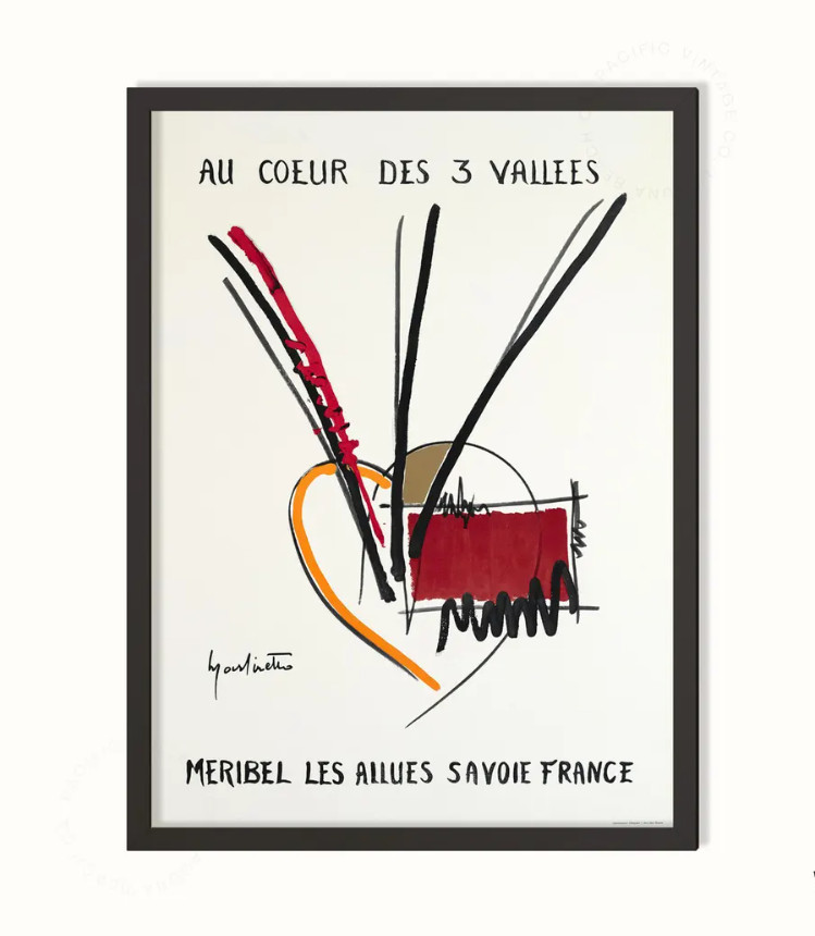 Meribel Les Allues Poster – Au Coeur des 3 Vallées Vintage French Ski Art