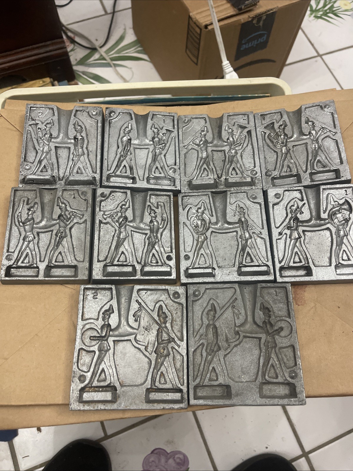 Vintage Metal Toy Soldier Molds Lot 5 - Marching Band Musicians Figures