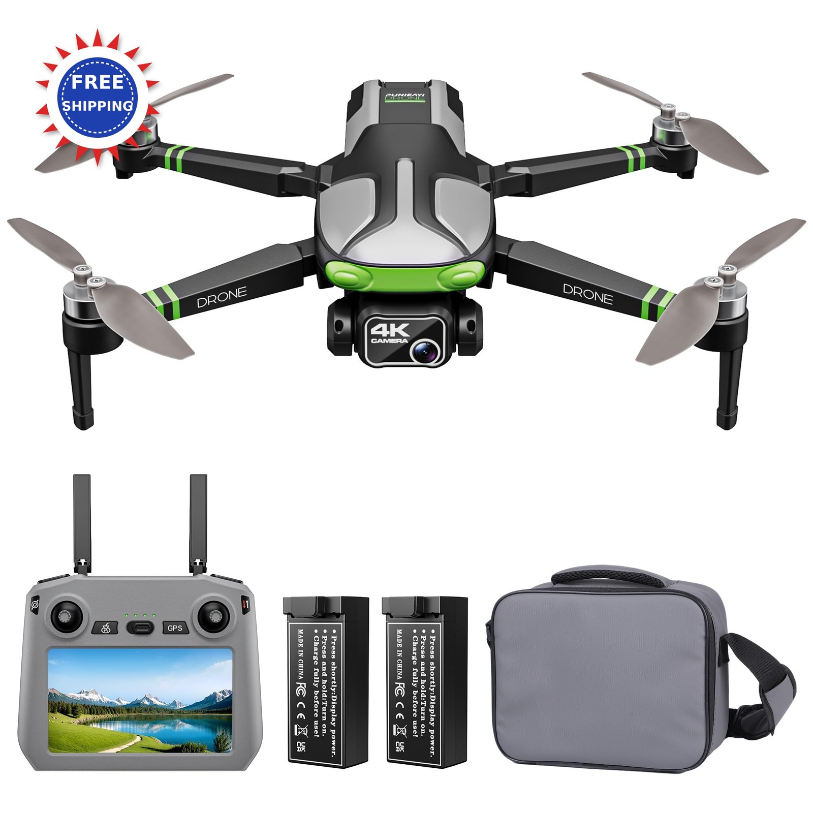 GPS Drones with Camera 4K 100 Min Flight Time 5.7 FPV Screen Foldable Adults