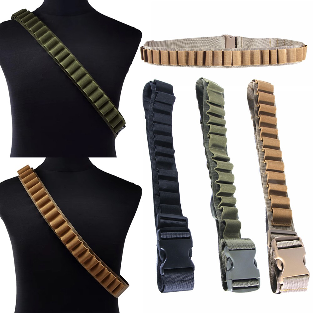 27 Rounds Shotgun Bandolier Tactical Shotgun Shell Carrier Ammo Pouch Holder 