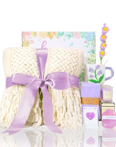 Premium Self Care Gift Basket and Spa Set, The Birthday Gifts for Women, Purple