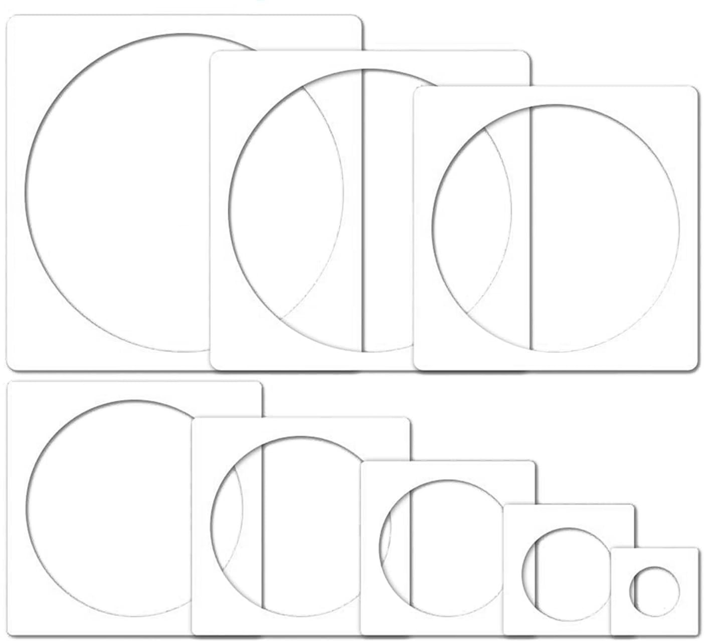8 PCS Large Circle Stencil for Drawing,Circle Stencils Plastic to Black 