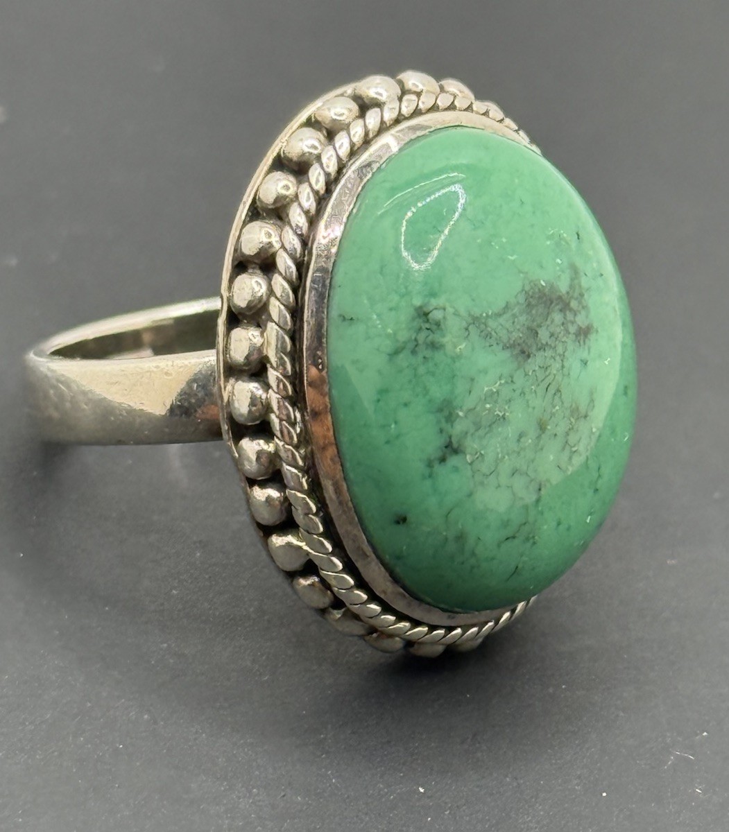 Vintage Turquoise Sterling Silver 925 Ring signed DB India size 7 Southwestern
