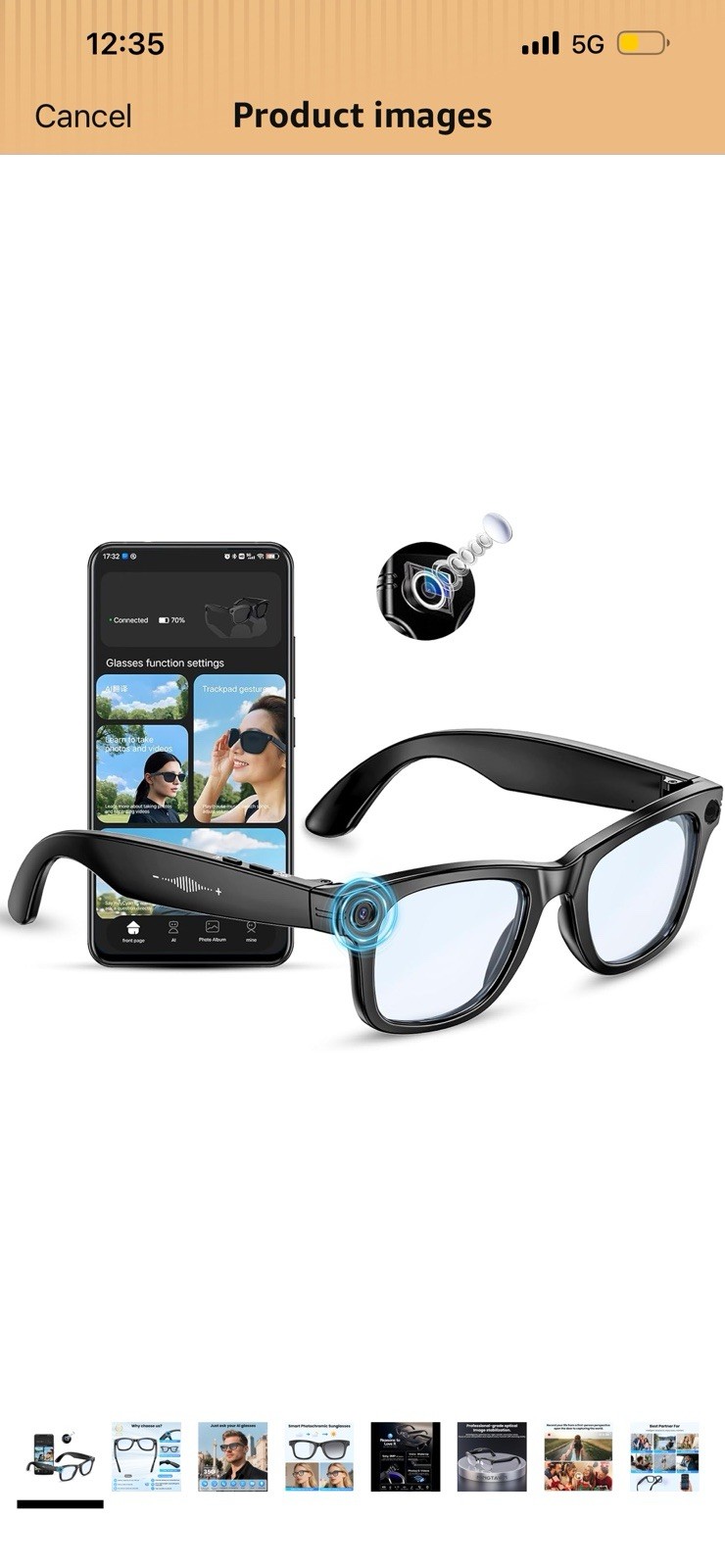 AI Smart Glasses 4K HD Camera,BT Call, 800W Anti-Shake Camera Glasses blue light