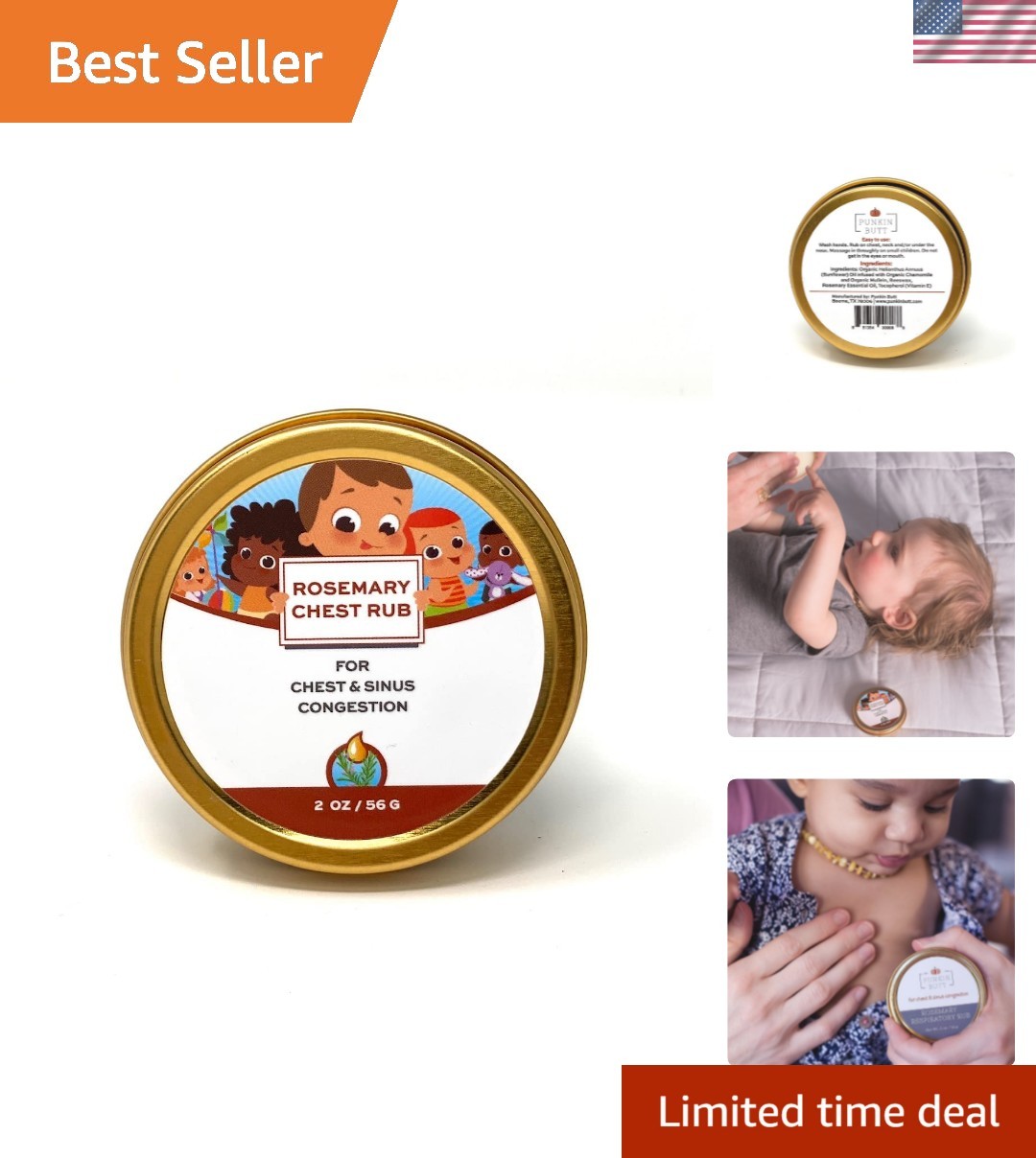Baby Chest Rub with Rosemary | All Natural with Organic Chamomile and Mullein...
