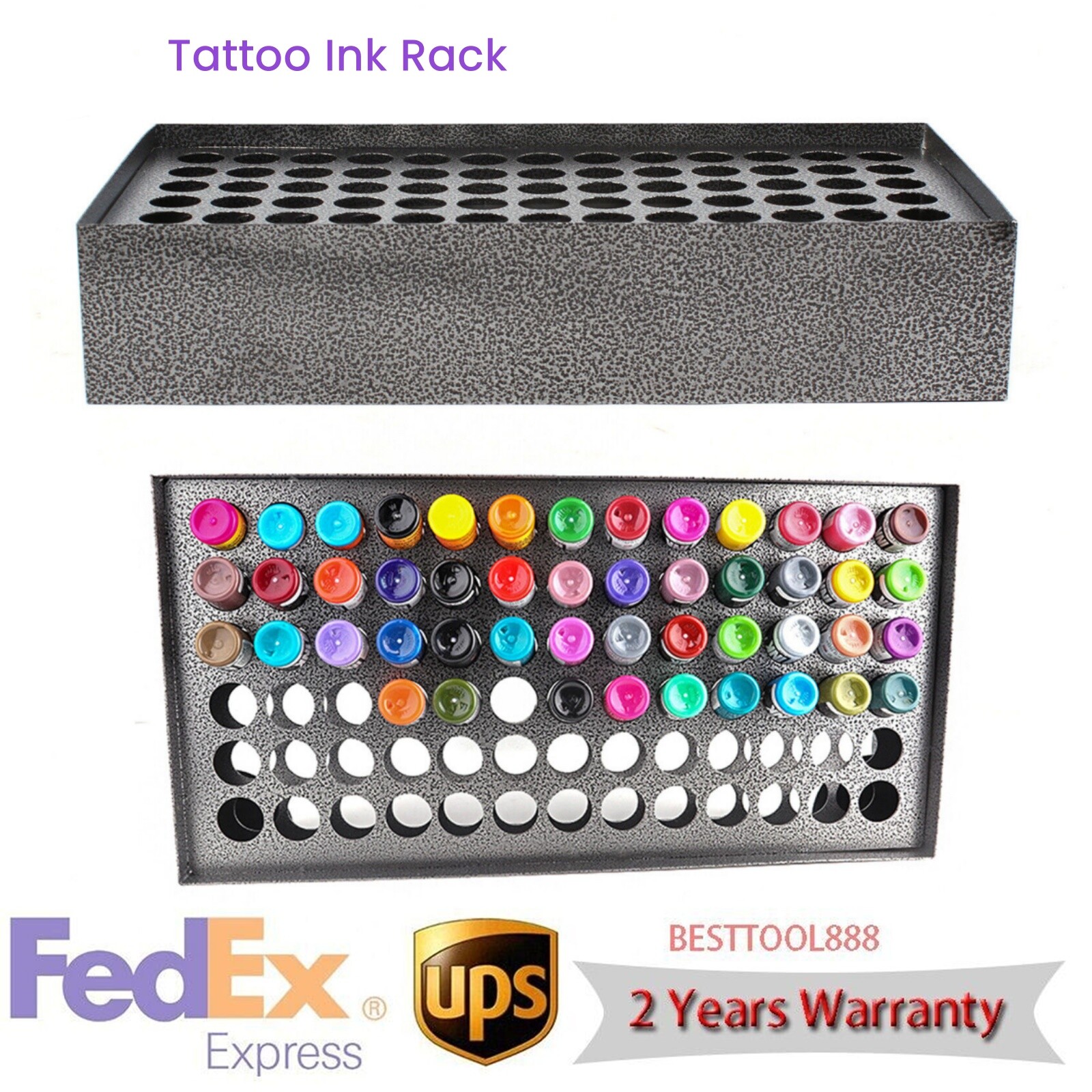 78 Holes Tattoo Ink Rack Shelf Holder Wall Mounted Ink Display Stand Organizer